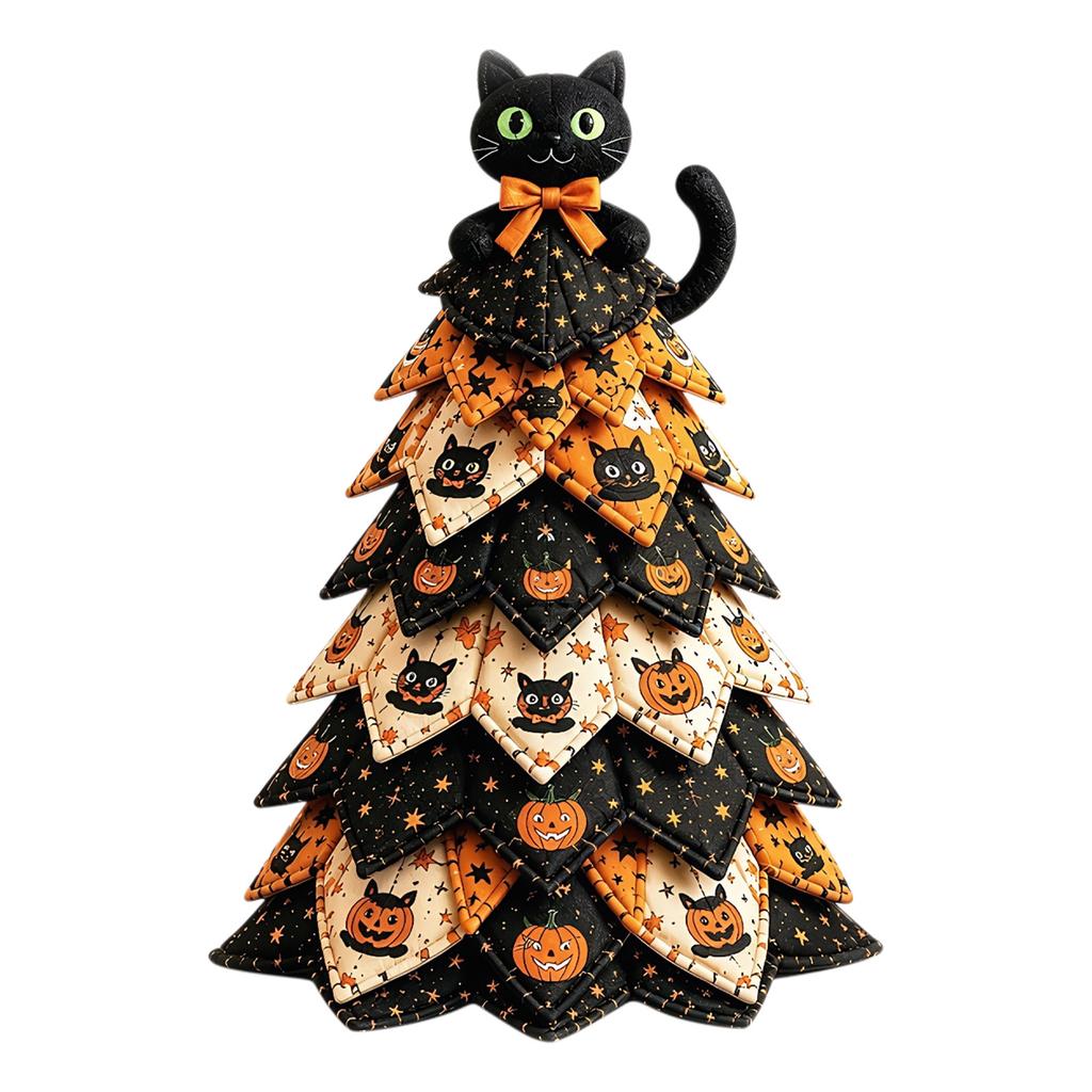 Tabletop Christmas Tree Decor Set Holiday Figurine Novelty Design Fireplace Mantel Display 7.87 Inch Polyester Festive