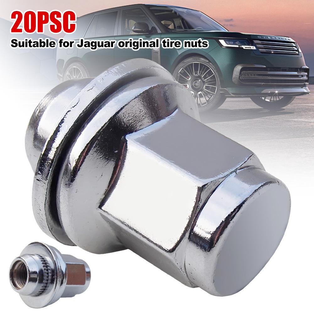 20PCS Iron Wheel Lug Nut Replacement for Jaguar XJ XK XF S X Type C2C35294 Silver Metal Accessories for Vehicles