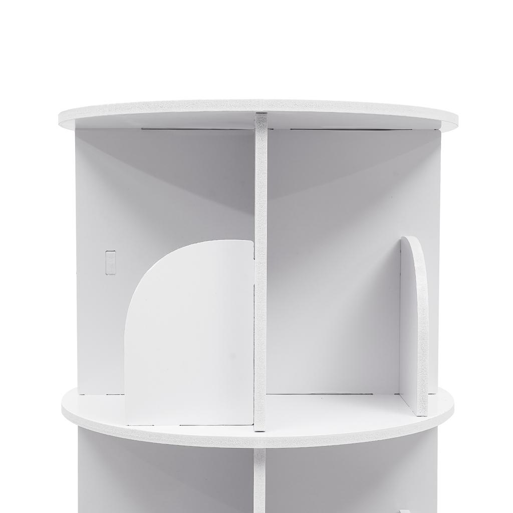 4-ярусная вращающаяся книжная полка, вращающийся на 360° книжный шкаф, отдельно стоящая полка для хранения, стеллаж для демонстрации, изогнутая перегородка в форме уха, ПВХ-панель