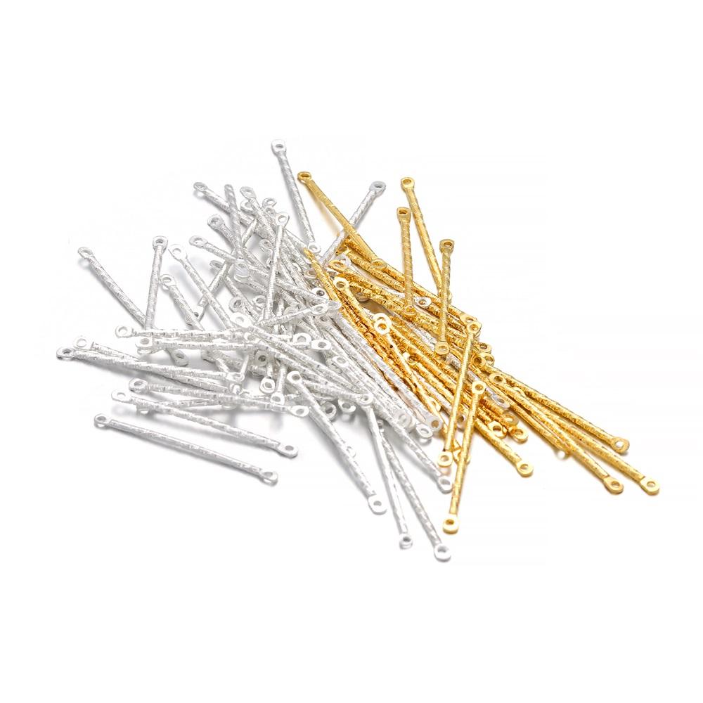 100Pcs/lot 15-40mm Gold Stripe Double Cylinder Bar Earrings Connecting For Jewelry Making Earring Pins DIY Supplies Accessories