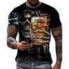 Summer Round Neck 3D Vintage Skull Pattern Print Top Fashionable Casual Short Sleeved Men's T-shirts