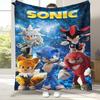 Ретро Мультяшное Игровое Фланелевое Одеяло S-Sonic, Ультра Мягкое Теплое Плюшевое Покрывало для Дома, Спальни, Кровати, Дивана, Походного Пикника, Подарок