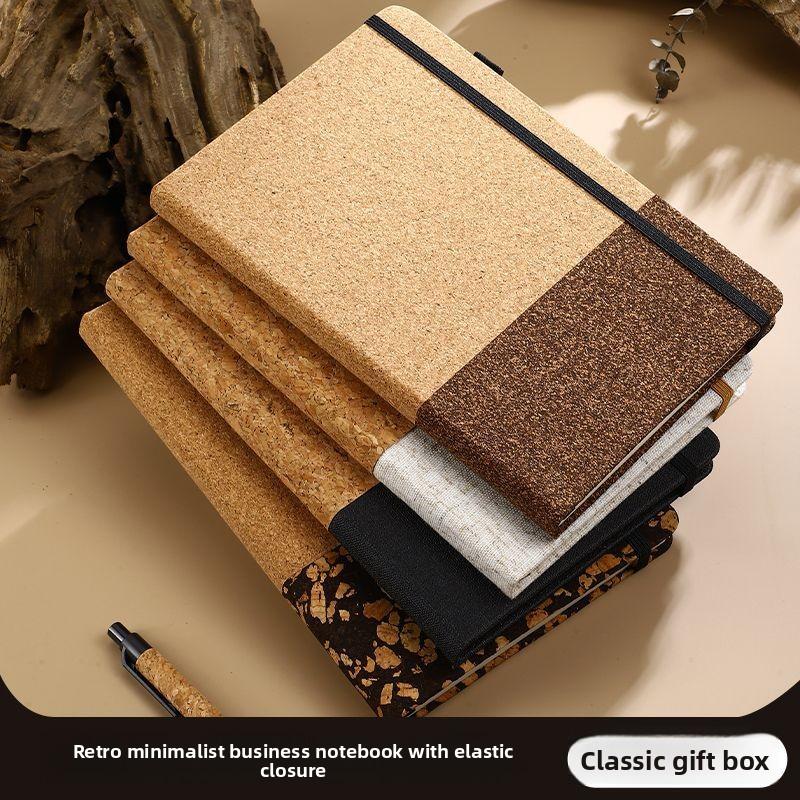 Eco-friendly Notebook Set Made of Coffee Grounds Cork Customizable Business Office Notepad with Gift Box Packaging