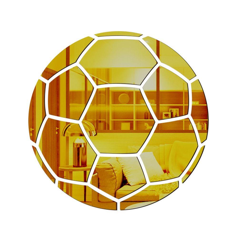 1Set Modern Style 3D Basketball/Football/Rugby Shaped Mirror Wall Sticker Gold/Silver/Black Wall Art Waterproof PVC Mirror Decal