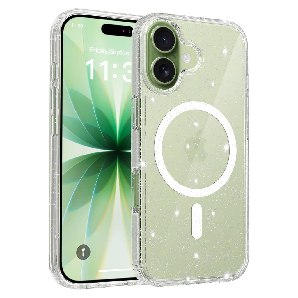 Роскошный блестящий магнитный чехол для Magsafe iPhone 17 Pro Max Air iPhone17 Mag Safe Прозрачный Прозрачный Жесткий Блестящий Сверкающий Переливающийся Чехол для телефона Аксессуары