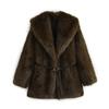 Women Fuzzy Fleece Short Jacket Solid Color Warm Plush Coat Long Sleeve Casual Outerwear