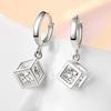 Romantic 925 Sterling Silver Crystal Square Stud Earrings For Women Wedding Engagement Jewelry Prevent Allergy Eh783