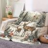 Фланелевое флисовое одеяло "Олень и лес" - Всесезонное, Машинная стирка, Современная цифровая печать, Мягкое полиэстеровое постельное белье, Плетеное L