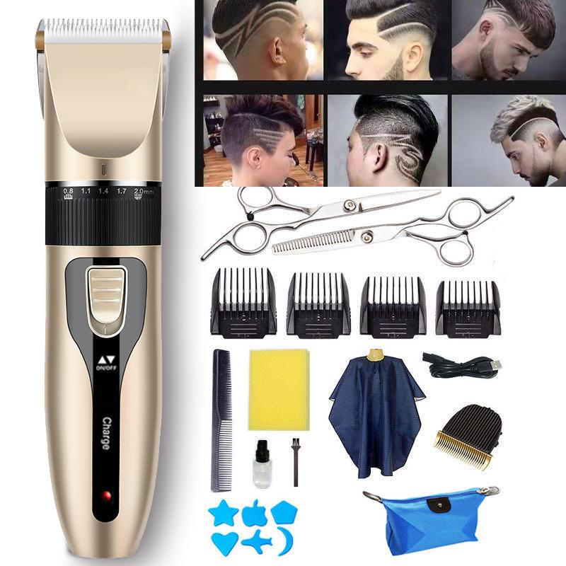 Профессиональный электрический парикмахерский набор, электрическая машинка для стрижки волос, бритва, ножницы для стрижки волос с легкой головкой, перезаряжаемая машина для стрижки волос для мужчин