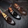 [Calfskin ]Loafers Men 'S Business Casual Korean Version Round Head Tassel Leather Shoes Trendy Shoes