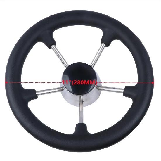 Marine Hardware Boat Accessories Stainless Steel 5 Spoke Steering Wheel with Black Foam Grip for Yacht