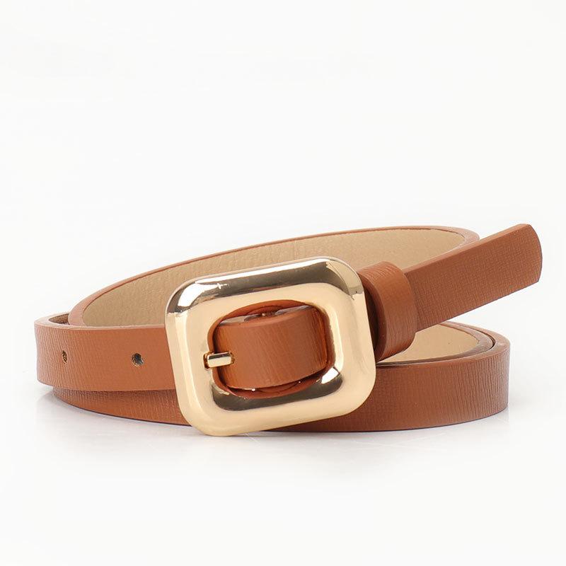 Simple Alloy Square Buckle Women'S Belt, Dress Jeans, High-End Thin Belt Women