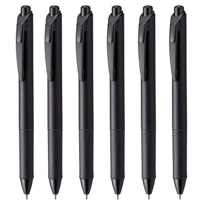 PENTEL Шариковая ручка Гелевые чернила Energel Нажимной тип Лимитированные черные цвета Черный корпус Набор из 6 цветов 0.5 мм BLN75A-6