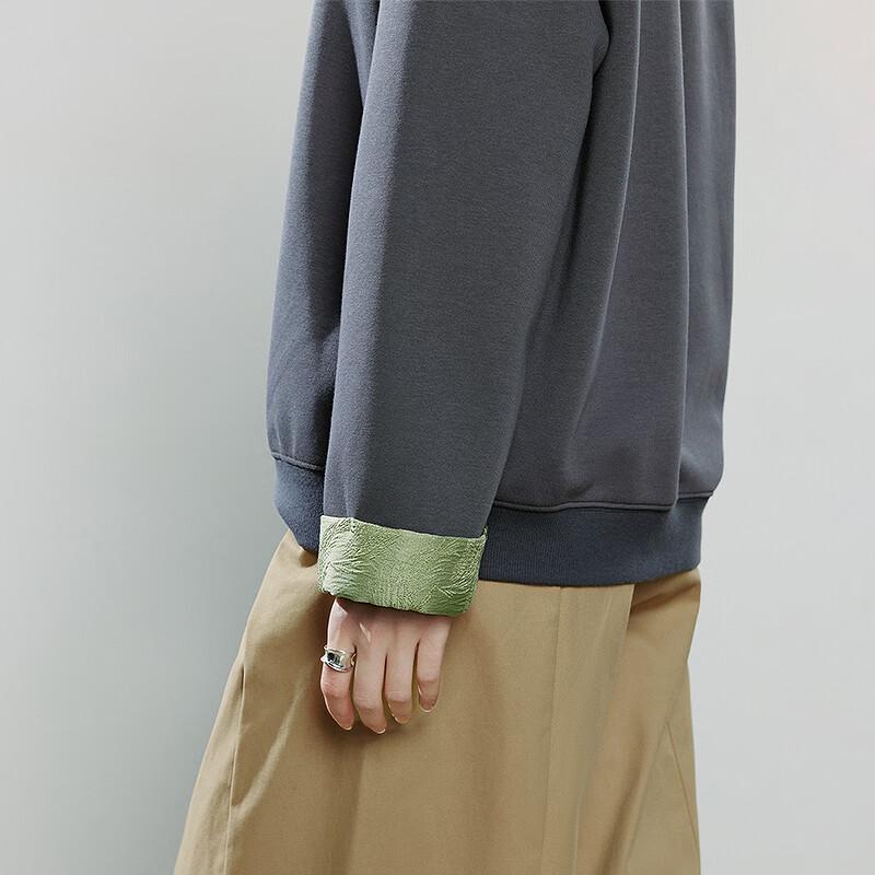 Chuyu Women's New Chinese Style Colorblock Crew Neck Sweatshirt