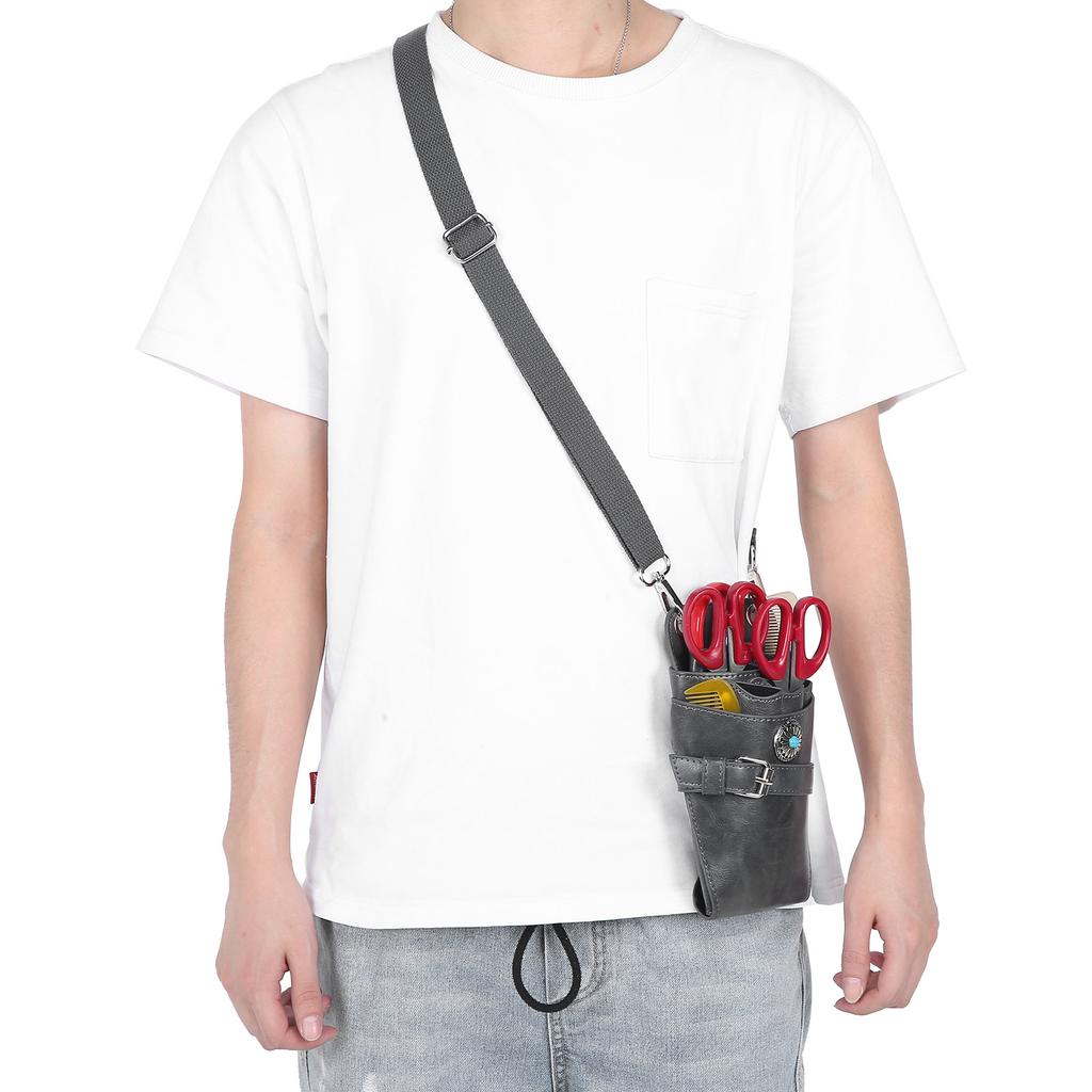 Hair Scissors Shear Bag Professional Retro Soft Hairdressing Toolbag Pouch Barber Cases Black