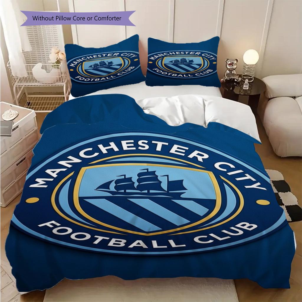 "Manchester City Glory" Bedding (1 * duvet cover + 2 * pillowcase, without core) 2DFlat Duvet cover and pillowcase Soft and comfortable