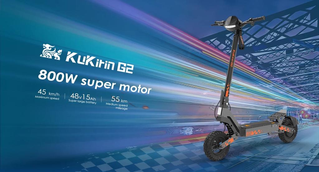 Складной электрический самокат KuKirin G2, 800 Вт, бесщеточный двигатель, 10-дюймовая вакуумная внедорожная шина, аккумулятор 48 В, 15 Ач, максимальная скорость 45 км/ч