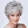 Synthetic Short Grey Wig for Women Natural Curly Wigs with Bangs Grandmother Gifts Old Lady Costume Daily Cosplay Grandma Use