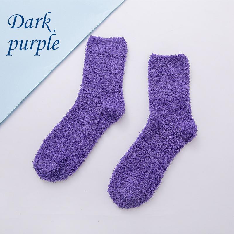 Носки ярких цветов, теплые носки, плюшевые носки, женские носки до середины икры из кораллового флиса, женские носки