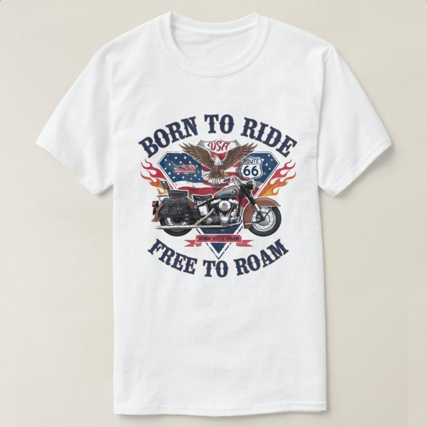 Классическая культовая футболка с эмблемой Route 66, орлом и мотоциклом, 100% хлопок, с круглым вырезом, короткий рукав, летняя повседневная мужская футболка, стритвир