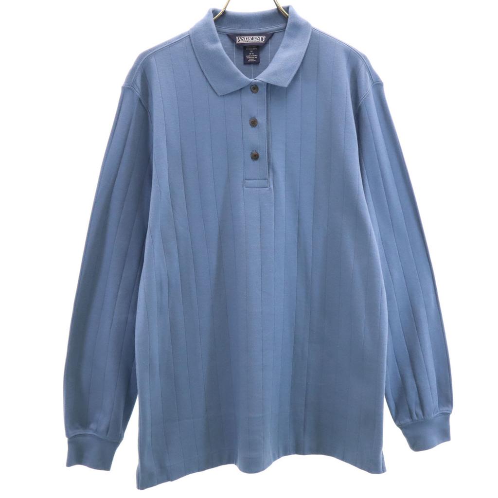 LANDS' END Рубашка поло с длинным рукавом M синяя Женская Б/У