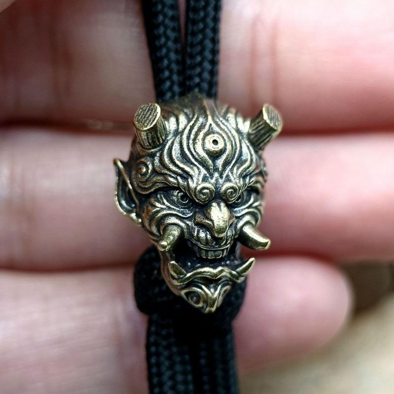 Праджня Череп Голова Латунные Бусины для Ножей EDC DIY Паракорд Плетеные Браслеты Шнурки Подвески Аксессуары Подвески для Инструментов Для Отдыха На Природе Амулеты