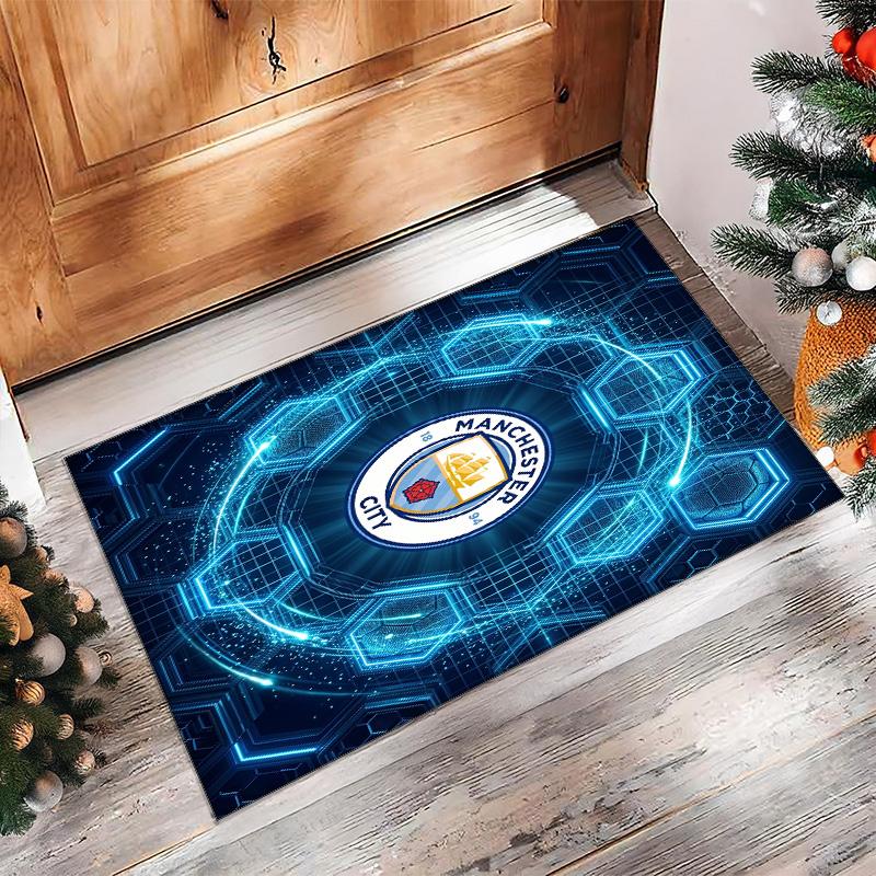 Фланелевый ковер с принтом Manchester City, нескользящий, мягкий, из полиэстера, для пола, декоративный коврик для спальни, гостиной, дивана