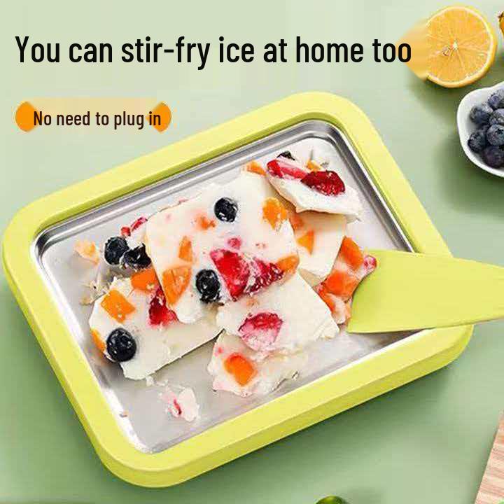 Нержавеющая сталь Неэлектрическая сковорода для мороженого для домашнего фруктового мороженого и йогурта