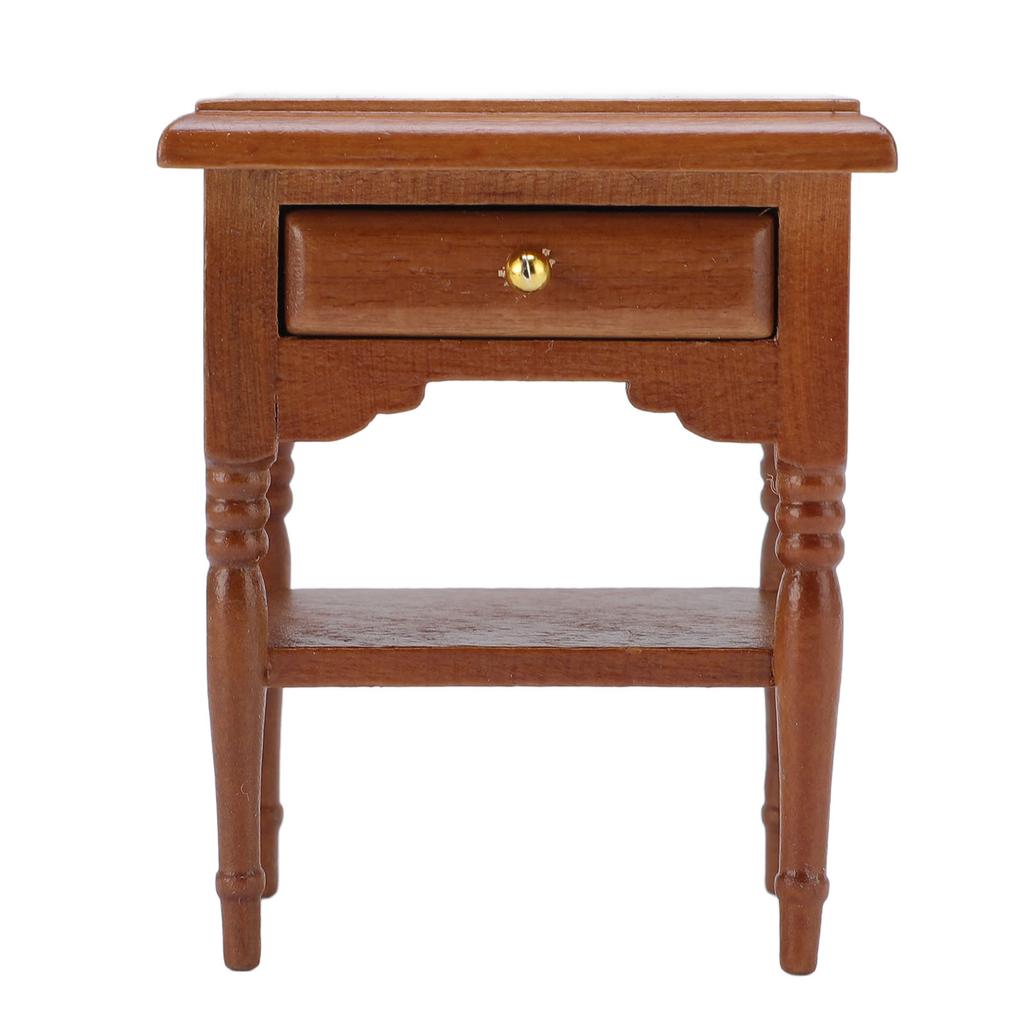 1:12 масштаб кукольный домик тумбочка миниатюрный прикроватный столик каштановый деревянный прикроватный шкаф мебель для