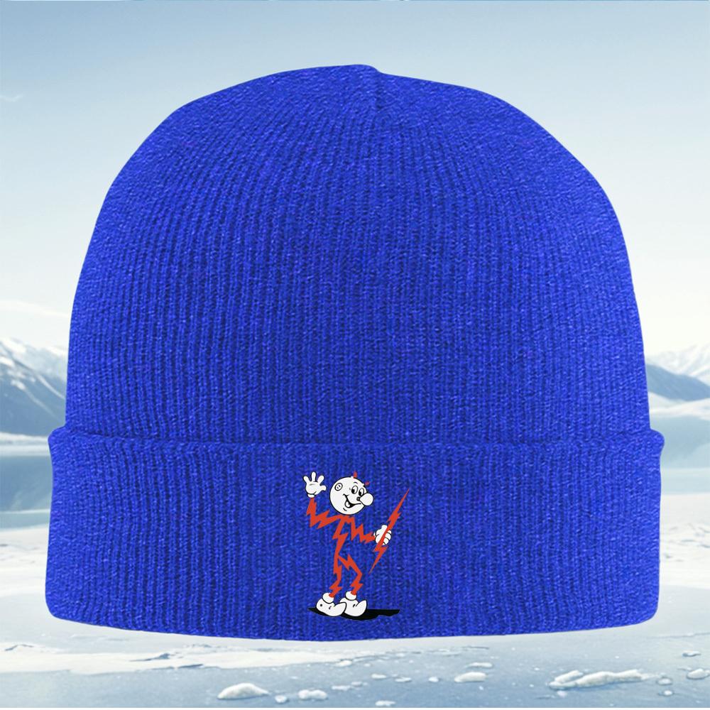 Cartoon Man Holding Lightning Bolt Men Women Unisex Knitted Hat Beanie Pullover Cap Winter Thermal Warm Christmas Outdoor Cyclin