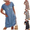Spring/Summer Women Loose Casual Solid Color Pocket Dress for Women Cotton Linen Fabric