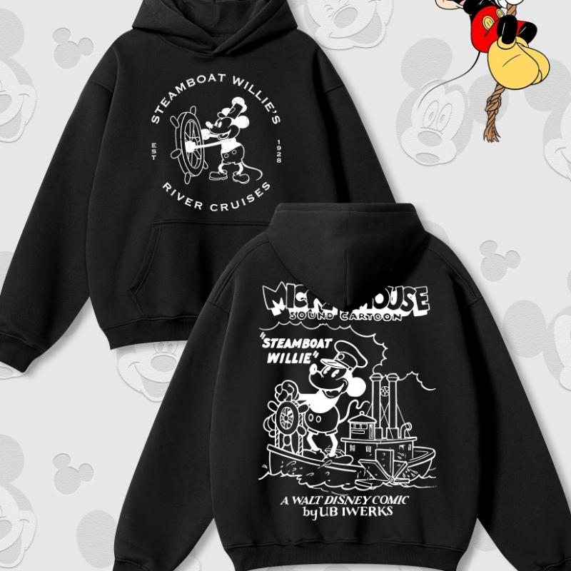 Мультяшный принт Дисней Осенне-зимний худи с капюшоном, с круглым вырезом, с длинными рукавами, свободного повседневного стиля, подходит для мужчин и женщин