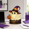 Mystical Mantel Decor Gothic Witch Hat Night Light, Warm Glow Acrylic Halloween Decorative Lamp, Vintage Cozy Fall Decorations Spooky Home for