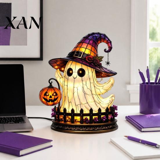 Mystical Mantel Decor Gothic Witch Hat Night Light, Warm Glow Acrylic Halloween Decorative Lamp, Vintage Cozy Fall Decorations Spooky Home for