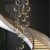 Stair Lamp Long Chandelier Duplex Building Modern Minimalist Light Luxury Creative Villa Loft Living Room Ring Chandelier