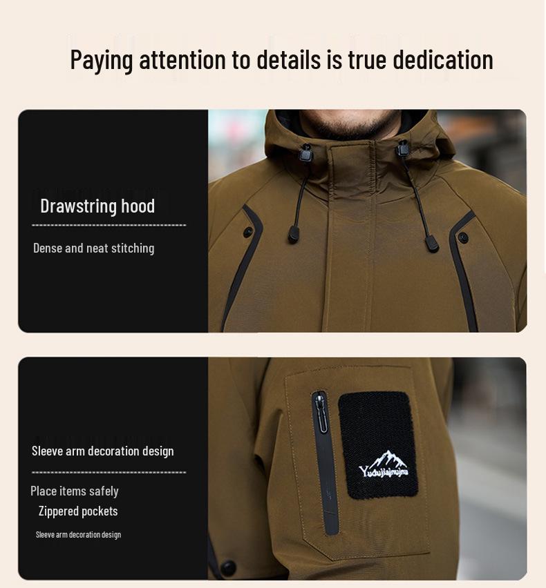 Мужская хлопковая куртка средней длины с капюшоном большого размера - Зимняя модная марка 808