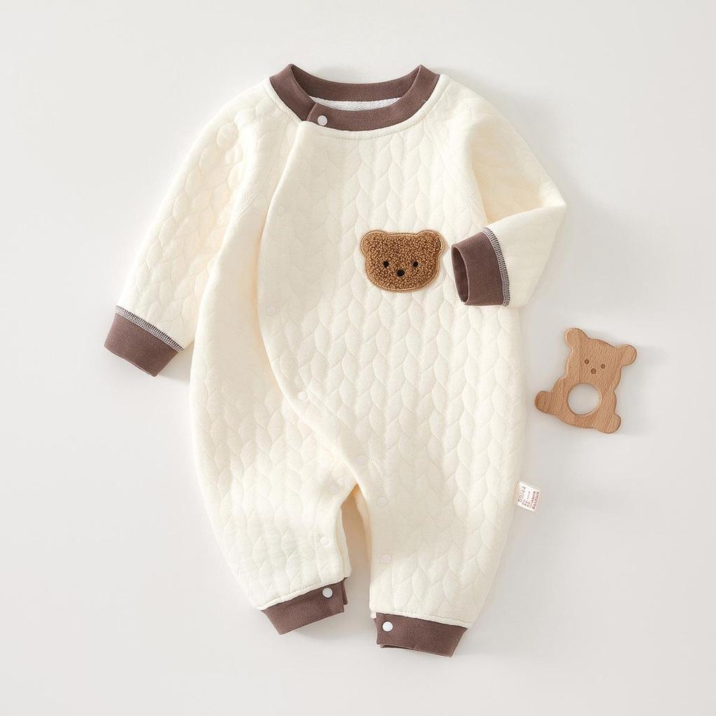 Quilted Baby Jumpsuit - Warm Spring/Autumn Romper for Newborns - Thick Winter Suit
