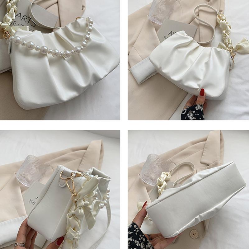 Высококачественная плиссированная сумка через плечо с жемчугом, сумка через плечо Cloud, сумка через плечо Niche Bag, женская летняя универсальная сумка из искусственной кожи