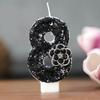 Black Rose Elegant Number Candles for Birthday Cakes Creative 0-9 Sequin Decoration Design Candles