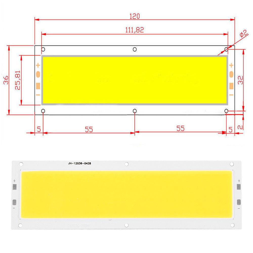 120*36 мм ультраяркая 20 Вт DC 12 В 1300 лм COB светодиодная чип-панель световая полоса источник света для DIY автомобильных фар рабочие лампы