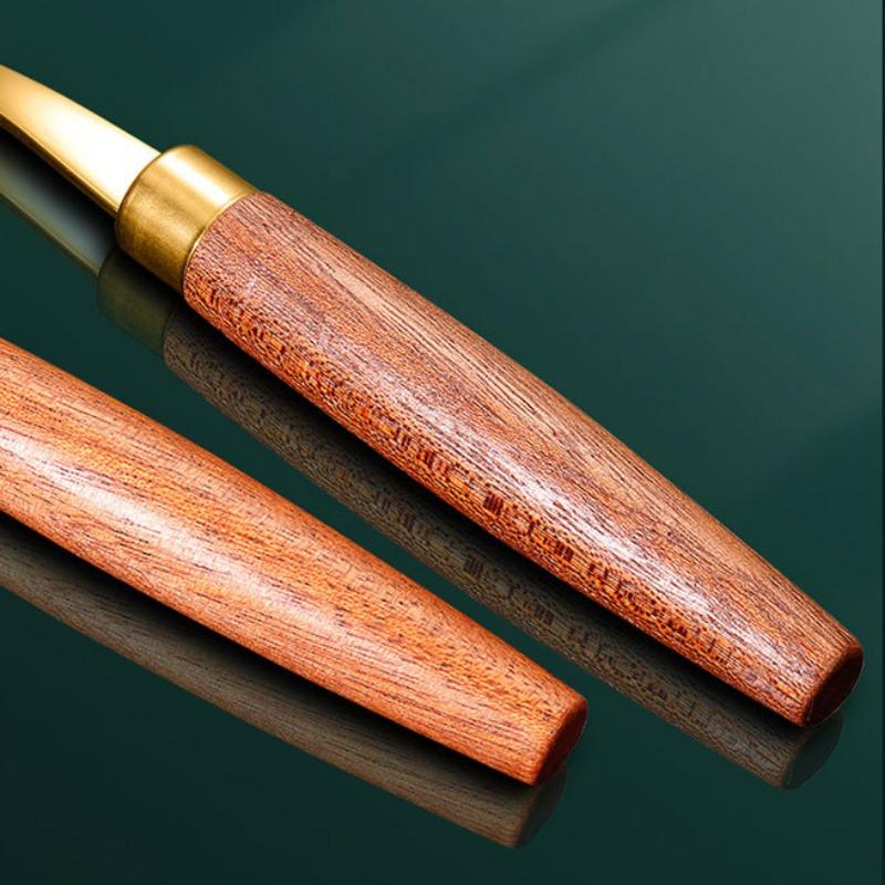 Столовые приборы из нержавеющей стали 304, деревянная ручка сапеле, нож, вилка и ложка в западном стиле, простые столовые приборы, четыре набора