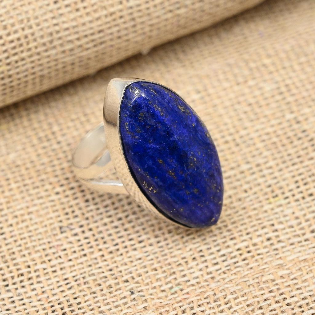 Lapis Lazuli Gemstone Handmade 925 Sterling Silver Ring Jewelry For Women