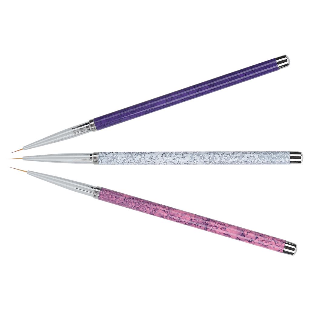 Набор из 3 кистей для дизайна ногтей, кистей для рисования и дизайна ногтей (Ручка под мрамор)