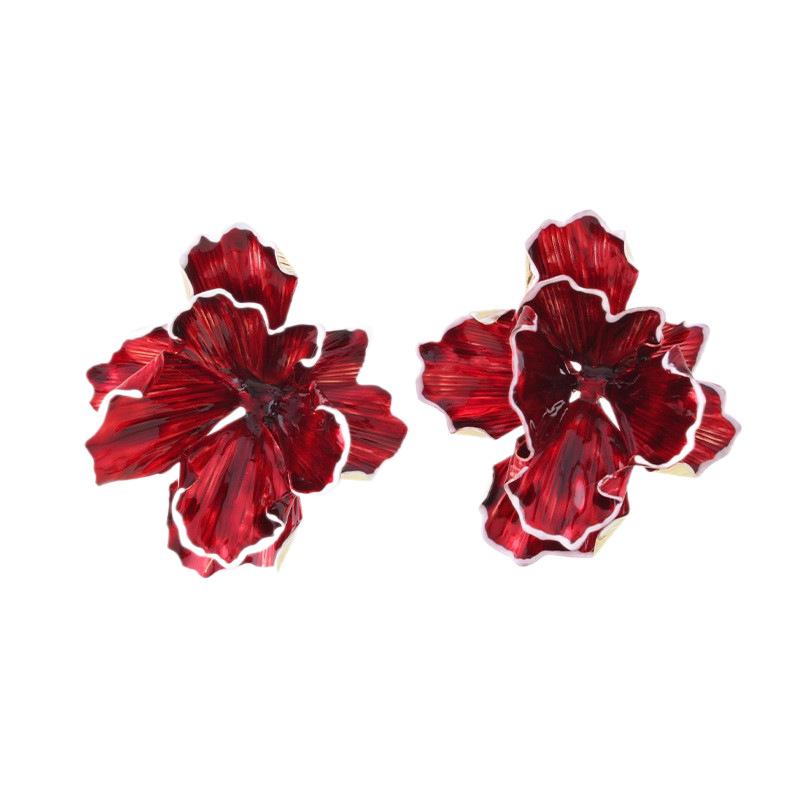 Трехмерные нерегулярные преувеличенные серьги с большими цветами, выполненные масляными мазками, изысканные многослойные серьги