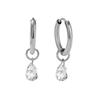 Hip-hop Personality Shiny Teardrop-shaped Zircon Pendant Gold Color Stainless Steel Hoop Earrings for Women Fashion Jewelry Gift