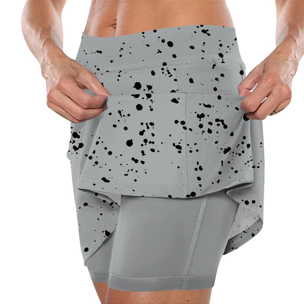 Женская юбка, эластичные брюки-кюлоты для йоги для женщин, спортивные шорты с принтом, легкие узкие однотонные бегуны с высокой талией