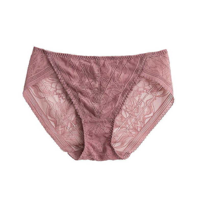 1 Pc Low Waist Sexy Lace Triangle Briefs Silky Smooth and High Elasticity Silk Home Underwear Briefs