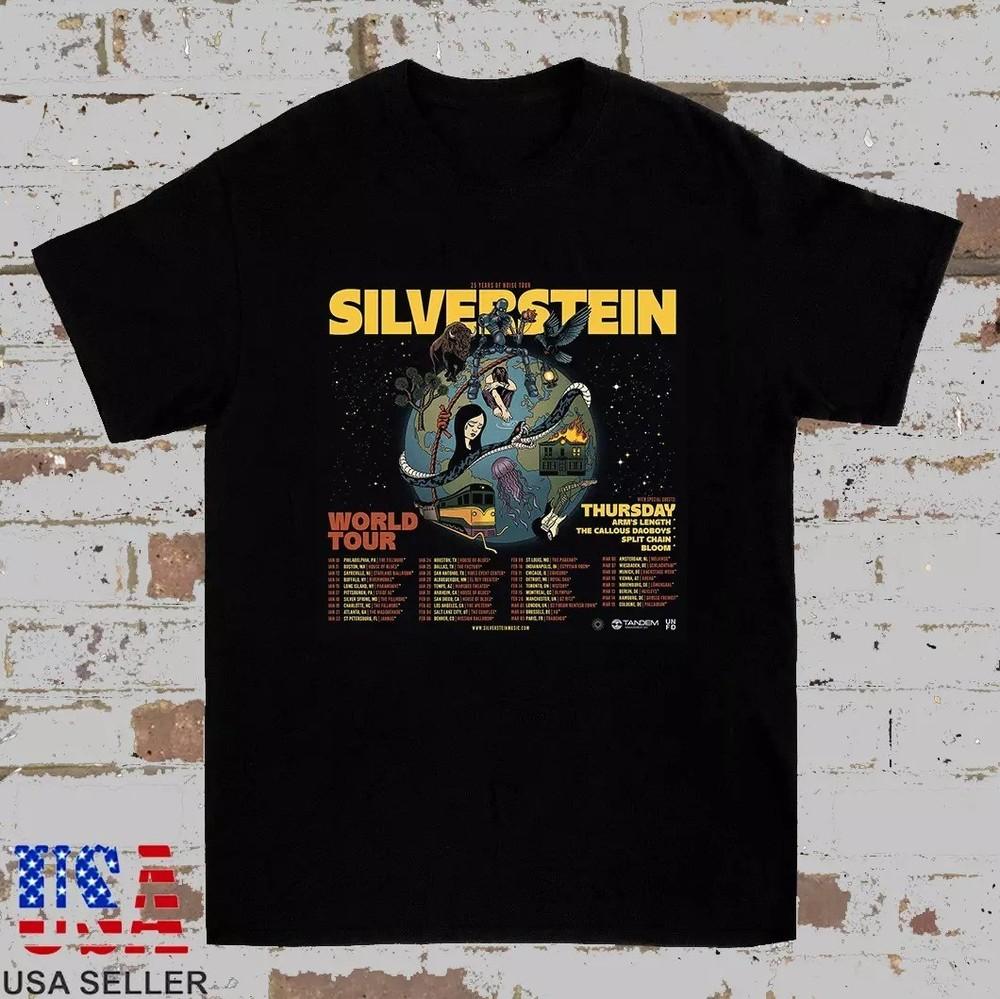Футболка Silverstein Band Североамериканский тур 2025 Полный размер S-5XL AL845 Унисекс футболка