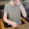 Summer New Pure Cotton Business Men's Short-sleeved T-shirt Printed Casual Youth Lapel Men's Polo Shirt for Men