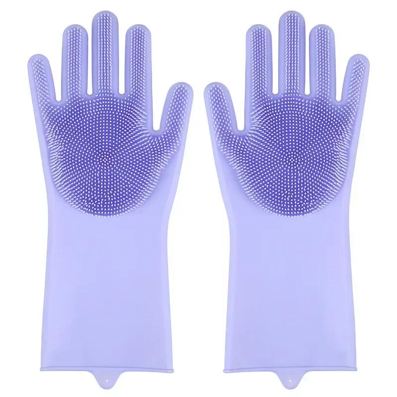 Rubber Dishwashing Gloves Household Dishwashing Gloves Kitchen Dish-scrubbing Gloves Multi-functional Vegetable-washing Gloves